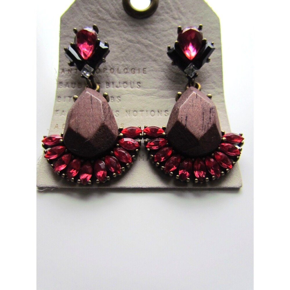 Anthropologie  Baublebar Flamenco Teardrop Earrings Pink Navy New Old Stock